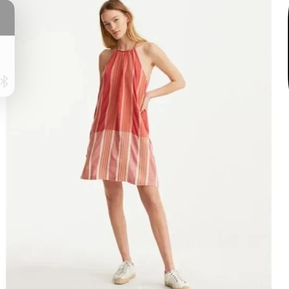 Lou & Grey Shift Dress Size XS Striped Pink Summer Mini Flowy Beach Boho Cotton 